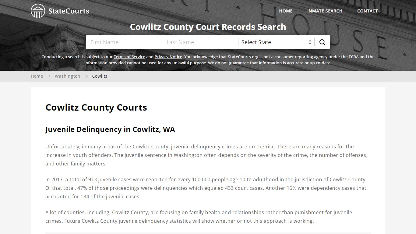 Cowlitz County, WA Courts - Records & Cases - StateCourts