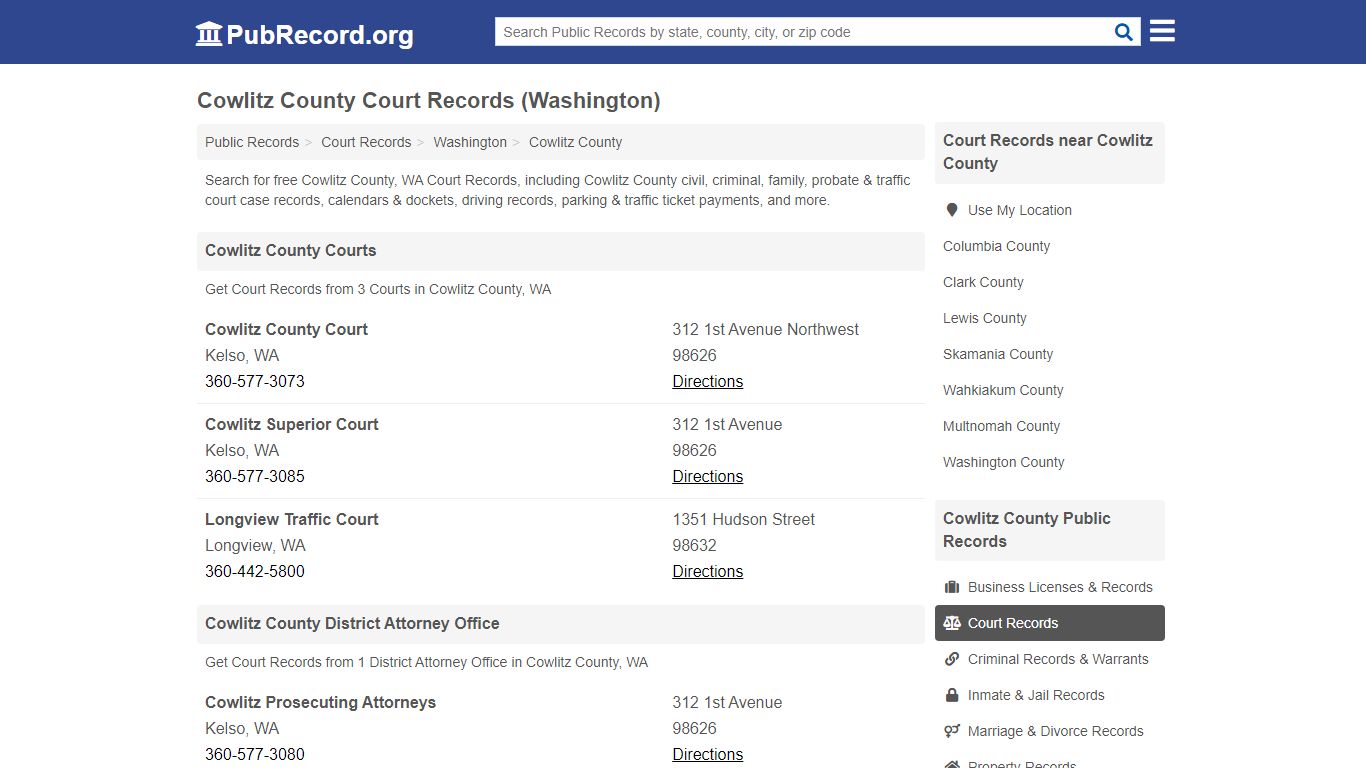 Free Cowlitz County Court Records (Washington Court Records)